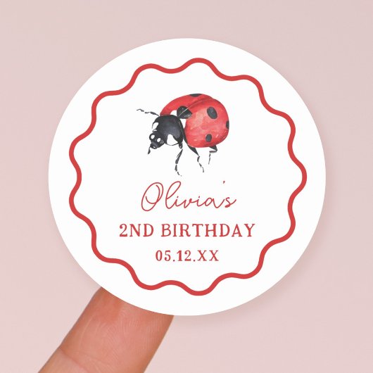 Lievebug verjaardagsfeestjes gunsten ronde sticker