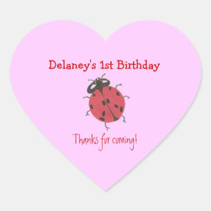 Lieveheersbeestje 1e verjaardagssticker hart sticker