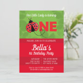 Lieveheersbeestje 1e Verjaardagsuitnodiging met af Kaart (Staand voorkant)