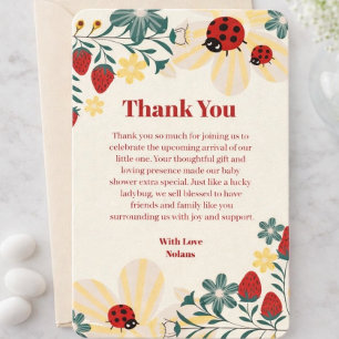 Lieveheersbeestje & Aardbei Baby Shower Bedankkaart
