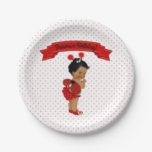 Lieveheersbeestje Afro-Amerikaans babymeisje rode  Papieren Bordje