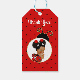 Lieveheersbeestje Afro-Amerikaans Babymeisje Rood  Cadeaulabel