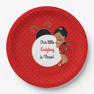 Lieveheersbeestje Afro-Amerikaans babymeisje Rood  Papieren Bordje