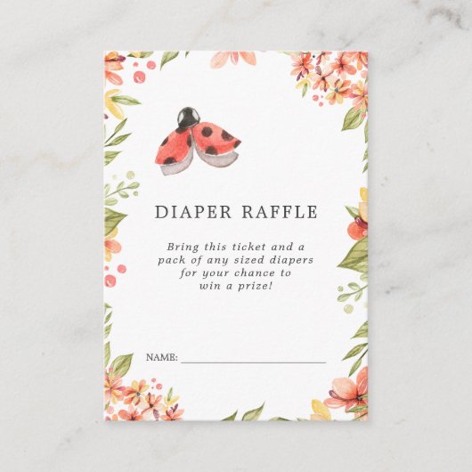 Lieveheersbeestje Baby Shower Luier Raffle Ticket Informatiekaartje (Voorkant)
