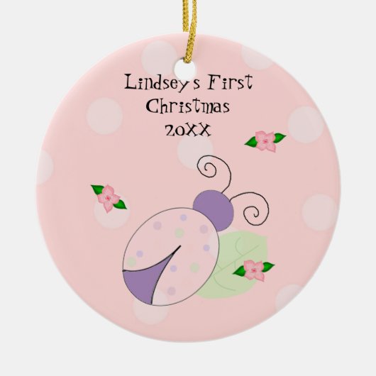 Lieveheersbeestje Baby's Eerste Kerstmis Keramisch Ornament (Voorkant)