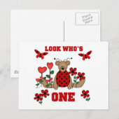 Lieveheersbeestje Beer Eerste Verjaardag Tshirts e Briefkaart (Voorkant / Achterkant)