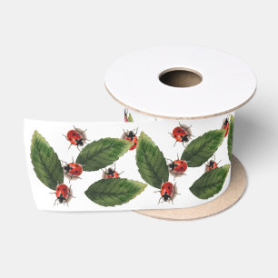 Lieveheersbeestje Blad Natuur Insect Kever Vintage Satijnen Lint