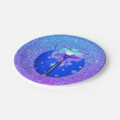 Lieveheersbeestje blauwe ster mooie glitters papieren bordje (Gekanteld)