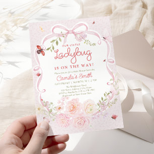 Lieveheersbeestje Bloem Meisje Baby Shower Uitnodi Kaart