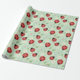 Lieveheersbeestje Bloem Patroon Cadeaupapier