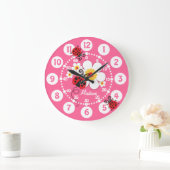 Lieveheersbeestje & bloemen schattige roze meisjes grote klok (Huis)