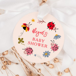 lieveheersbeestje bloemenmeisje Baby shower Bedankjes Labels