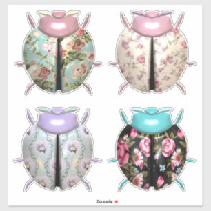 Lieveheersbeestje bloemenpatroon schattig sticker