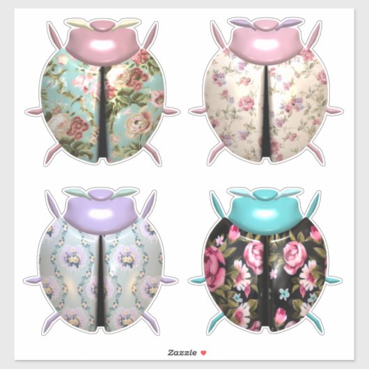 Lieveheersbeestje bloemenpatroon schattig sticker (Vel)