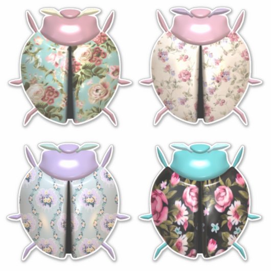 Lieveheersbeestje bloemenpatroon schattig sticker (Voorkant)