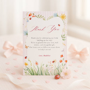 Lieveheersbeestje Bloementuin Lente Baby Shower Bedankkaart