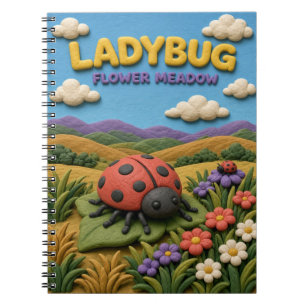 Lieveheersbeestje, bloemenweide klei kunst notitieboek