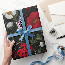 Lieveheersbeestje Bloemmotief Cadeaupapier