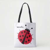 lieveheersbeestje cartoon fun rood zwart wit tote bag (Voorkant)