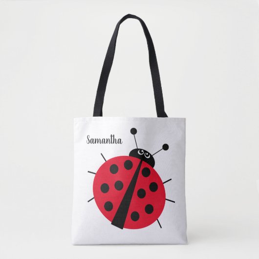 lieveheersbeestje cartoon fun rood zwart wit tote bag (Voorkant)