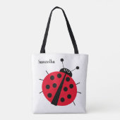 lieveheersbeestje cartoon fun rood zwart wit tote bag (Achterkant)