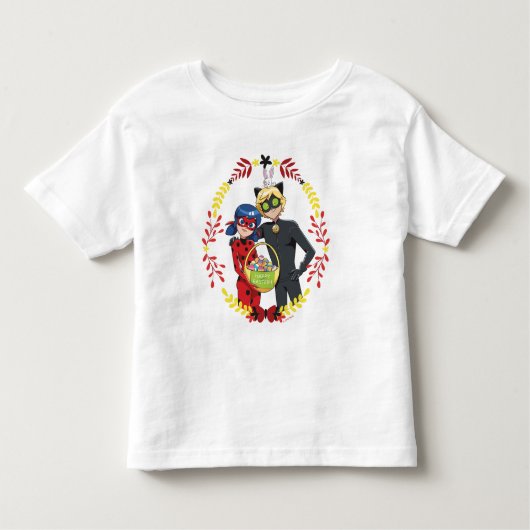 Lieveheersbeestje & Cat Noir Pasen Mand Kinder Shirts (Voorkant)