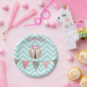 Lieveheersbeestje chevron floraal schattig roze bl papieren bordje (Feest)