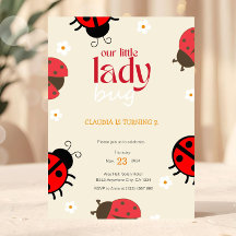 Lieveheersbeestje Daisy Verjaardagsuitnodiging Kle