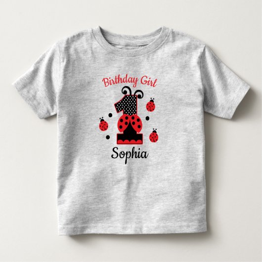 lieveheersbeestje eerste verjaardag aangepaste ont kinder shirts (Voorkant)