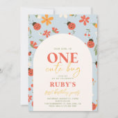 Lieveheersbeestje eerste verjaardag uitnodiging |  (Voorkant)