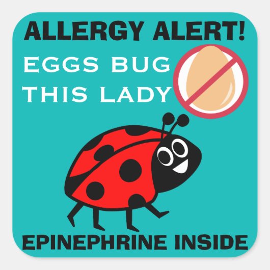 Lieveheersbeestje Eiallergie Alert Epinefrine Insi Vierkante Sticker (Voorkant)