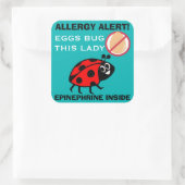 Lieveheersbeestje Eiallergie Alert Epinefrine Insi Vierkante Sticker (Tas)