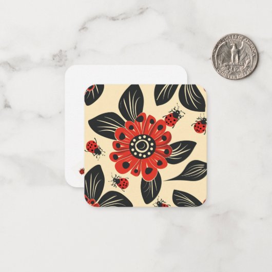 lieveheersbeestje elegantie notitiekaartje (Voorkant / Achterkant in situ)