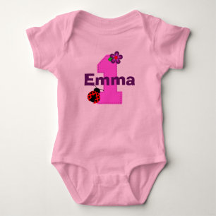 Lieveheersbeestje en Bloem Eerste Verjaardag Shirt