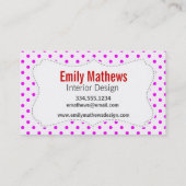 Lieveheersbeestje en bloem op Fuchsia Polka Dots Visitekaartje (Achterkant)