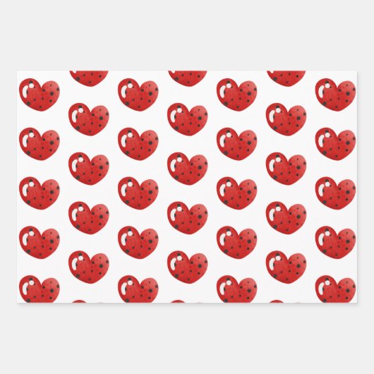 Lieveheersbeestje en harten patroon Verjaardag Inpakpapier Vel (Voorkant)