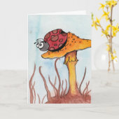 Lieveheersbeestje en Paddestoel Kaart (Gele Bloem)