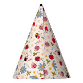 Lieveheersbeestje en wilde bloemen patroon verjaar feesthoedjes (Achterkant)