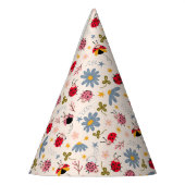 Lieveheersbeestje en wilde bloemen patroon verjaar feesthoedjes (Links)