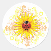 Lieveheersbeestje en Zonnebloem Sticker (Voorkant)