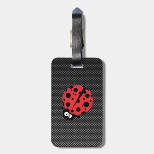 Lieveheersbeestje; Faux-koolstofvezel Bagagelabel (Achterkant verticaal)