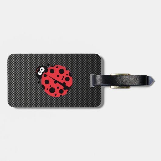 Lieveheersbeestje; Faux-koolstofvezel Bagagelabel (Achterkant horizontaal)