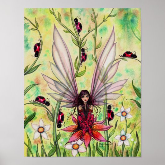 Lieveheersbeestje Fee Fantasy Kunst Illustratie do Poster (Voorkant)