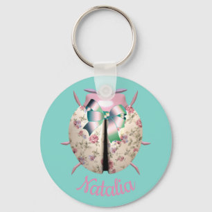 Lieveheersbeestje florale rozen en viooltjes schat sleutelhanger