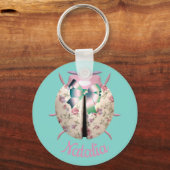 Lieveheersbeestje florale rozen en viooltjes schat sleutelhanger (Voorkant)