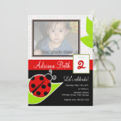 Lieveheersbeestje foto uitnodigingen (Staand voorkant)