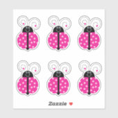 lieveheersbeestje glimlachend roze Cartoon Sticker (Vel)