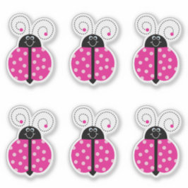 lieveheersbeestje glimlachend roze Cartoon Sticker