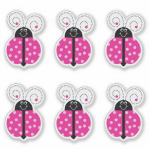 lieveheersbeestje glimlachend roze Cartoon Sticker