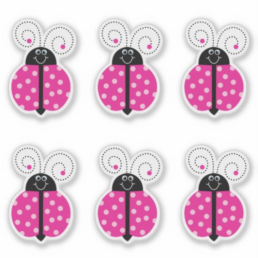 lieveheersbeestje glimlachend roze Cartoon Sticker (Voorkant)